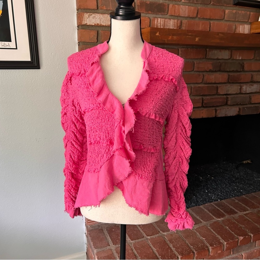 Free People Demi Ruffle Jacket in Pink Sz XS - Picture 6 of 12